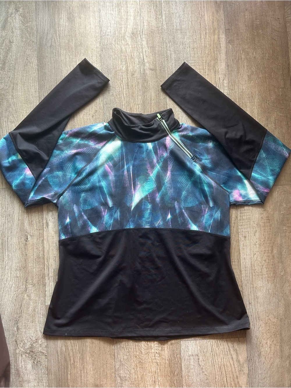 Fila Black and Iridescent Teal Quarter-Zip Pullover